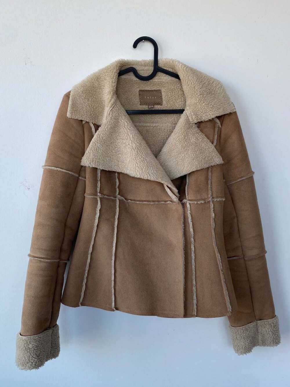 Koton Tan Faux Suede Shearling Teddy Jacket Size 38